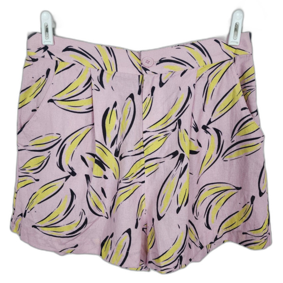 Nasty Gal Banana Print Linen Shorts Size 8 NWT - Picture 2 of 8